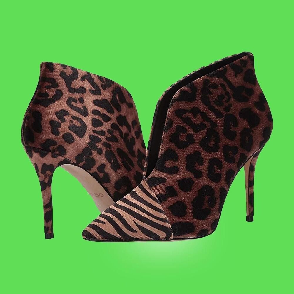 Size 6 ALDO Pointed Toe Leopard Print Womens Heel Booties